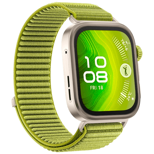 Huawei Watch Fit 4 Pro Dourado (Bracelete De Nylon Verde)