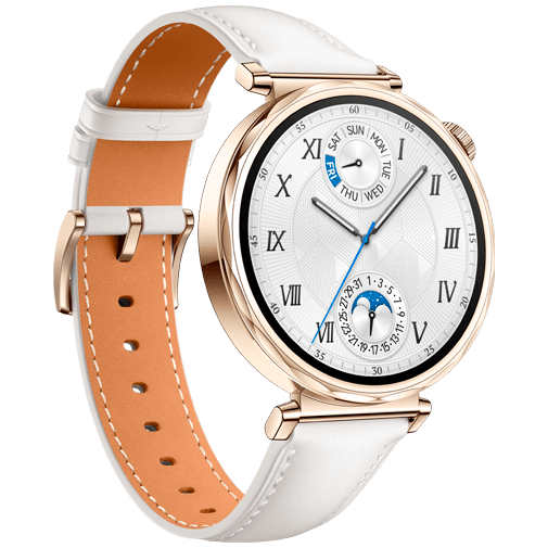 Huawei Watch GT 5 41mm Dourado (Bracelete Em Pele Branca)