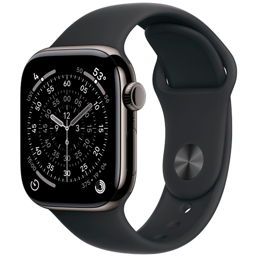 Apple Watch Series 11 42mm 5G Leisteen Titanium (Bracelete De Borracha Preta M/L)
