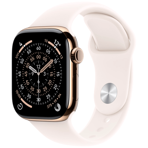 Apple Watch Series 11 42mm 5G Dourado Titanium (Rosa Claro Bracelete De Borracha M/L)