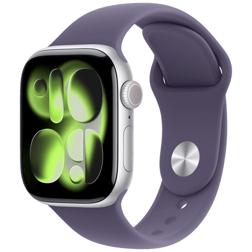 Apple Watch Series 11 42mm Prata (Bracelete De Borracha Roxa S/M)