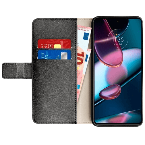 Just in Case Book Case Couro-PU Preto Motorola Edge 30 Pro