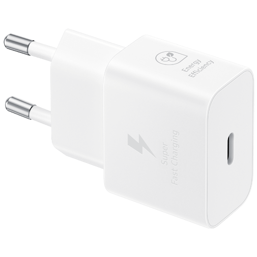 Samsung USB-C Carregador Rápido 25W T2510 + USB-C Cabo Branco