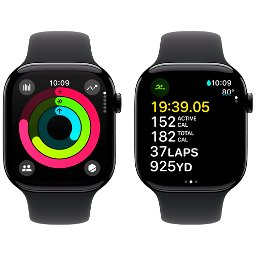 Apple Watch Series 10 4G 46mm Preto (Bracelete De Borracha Preta M/L)