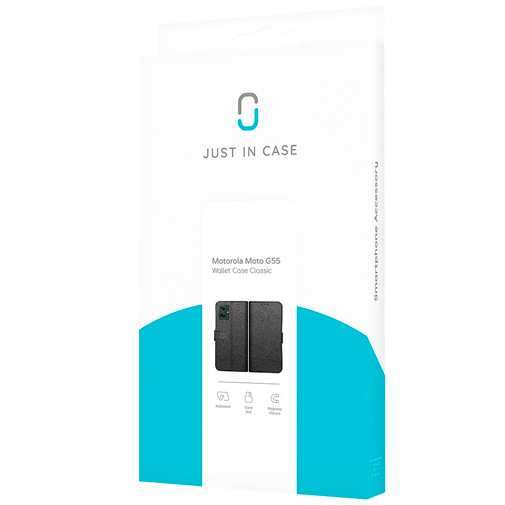 Just in Case Pu-Couro Book Capa Preto Motorola Moto G55
