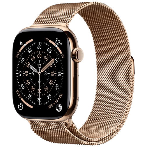 Apple Watch Series 11 46mm 5G Dourado Titanium (Bracelete Milanesa Em Ouro M/L)