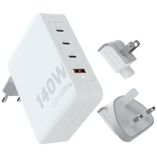 Xtorm Gan Ultra USB 3-USB-C Carregador Rápido 140W Branco + Adaptador + USB-C Cabo