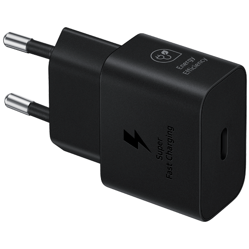 Samsung USB-C Carregador Rápido 25W T2510 + USB-C Cabo Preto