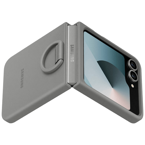 Samsung Silicone Back Cover com Anel Cinzento Samsung Galaxy Z Flip 6/Flip 7 FE